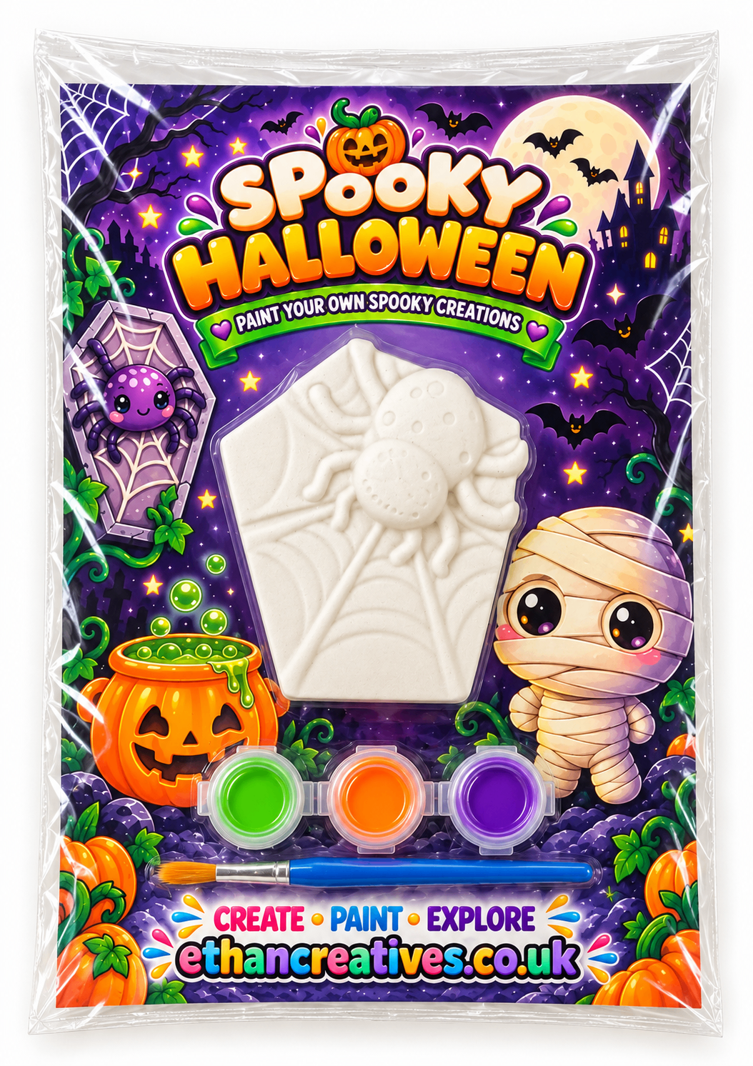 Spooky Halloween Spider Web Paint Your Own Plaster Kit