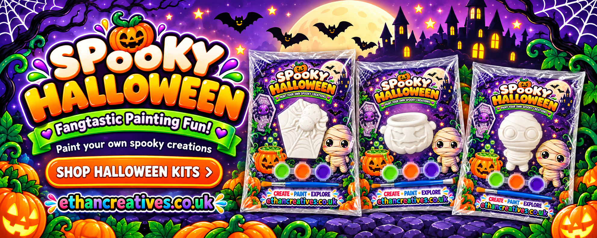 Spooky Halloween – fangtastic painting fun: paint your own spooky plaster creations