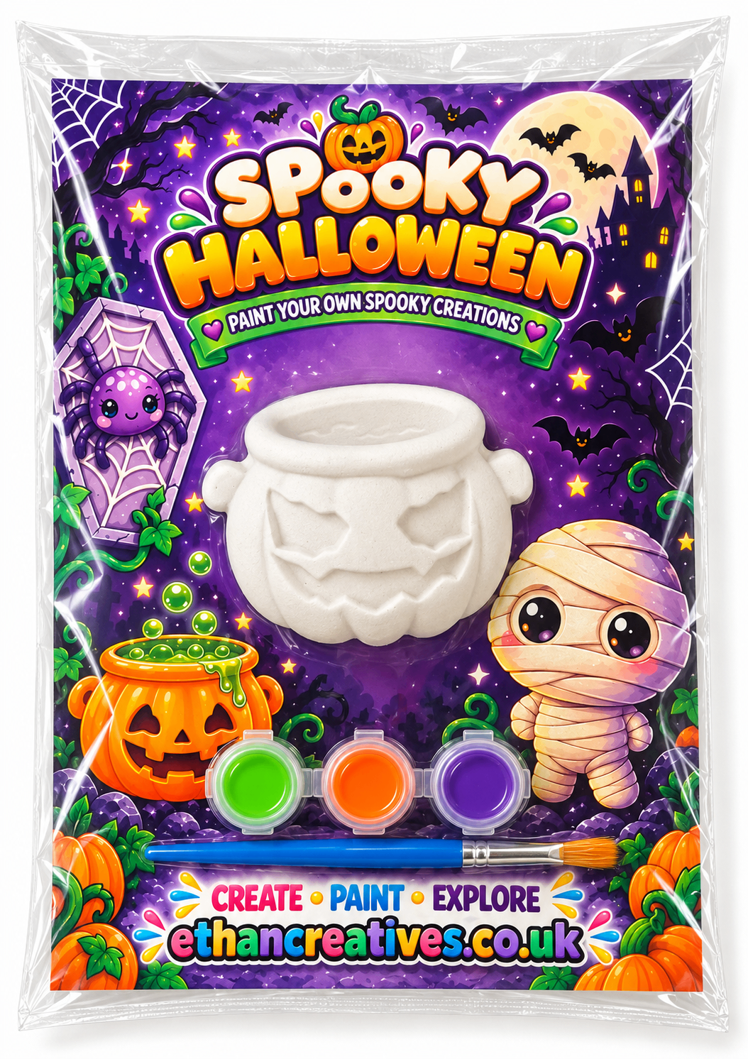 Spooky Halloween Cauldron Paint Your Own Plaster Kit