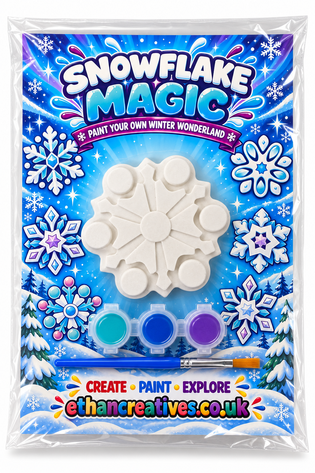 Snowflake Magic Crystal Paint Your Own Plaster Kit