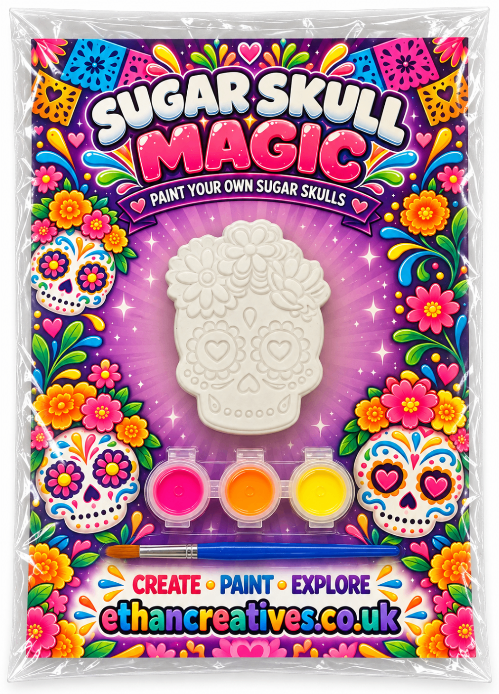 Sugar Skull Magic Floral Paint Your Own Plaster Kit