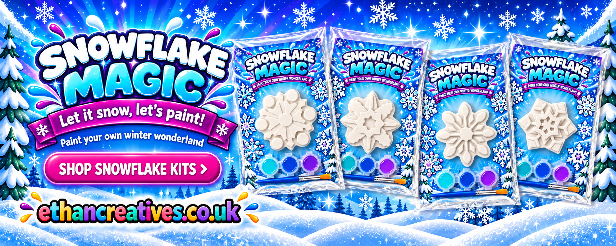 Snowflake Magic – let it snow, let's paint: paint your own winter wonderland plaster snowflake kits